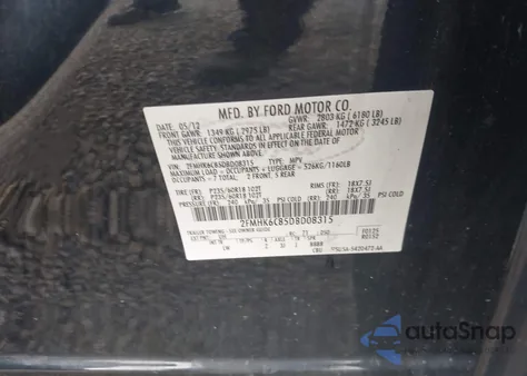 2013 Ford Flex Sel from USA, damaged, VIN 2FMHK6C85DBD08315